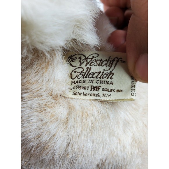 Westcliff Collection Bunny Rabbit Plush Tan Tall Ears Toy Vintage Rope Bow Green - Picture 9 of 10